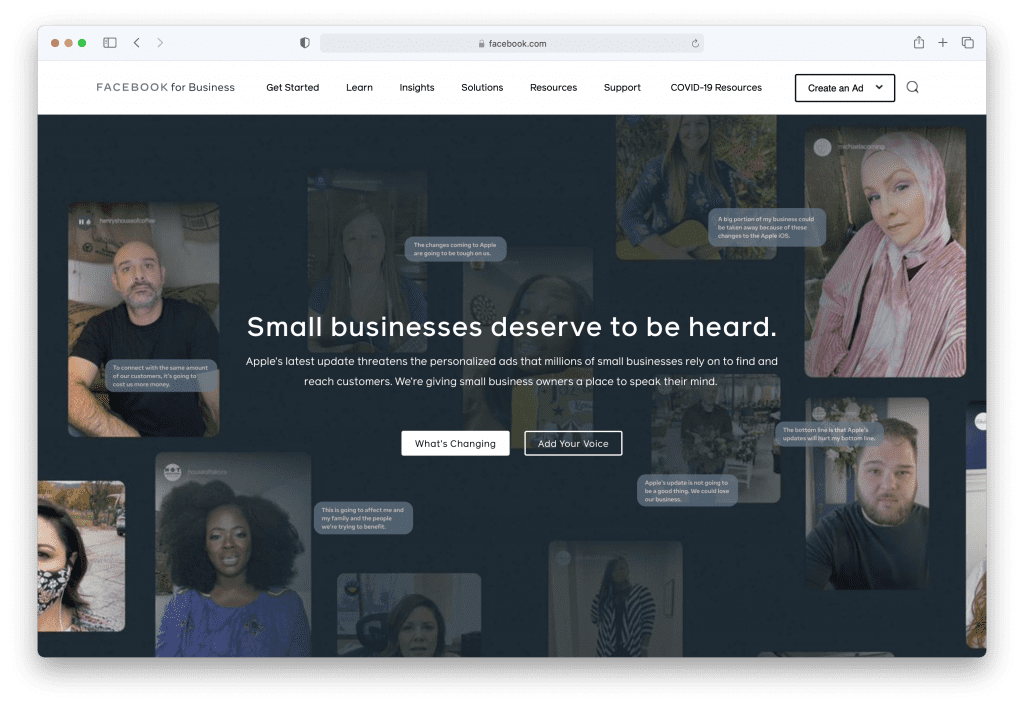 Facebook Ads. Speak up for small businesses- Digital Marketing