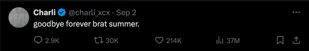 Charli XCX declares at summer over